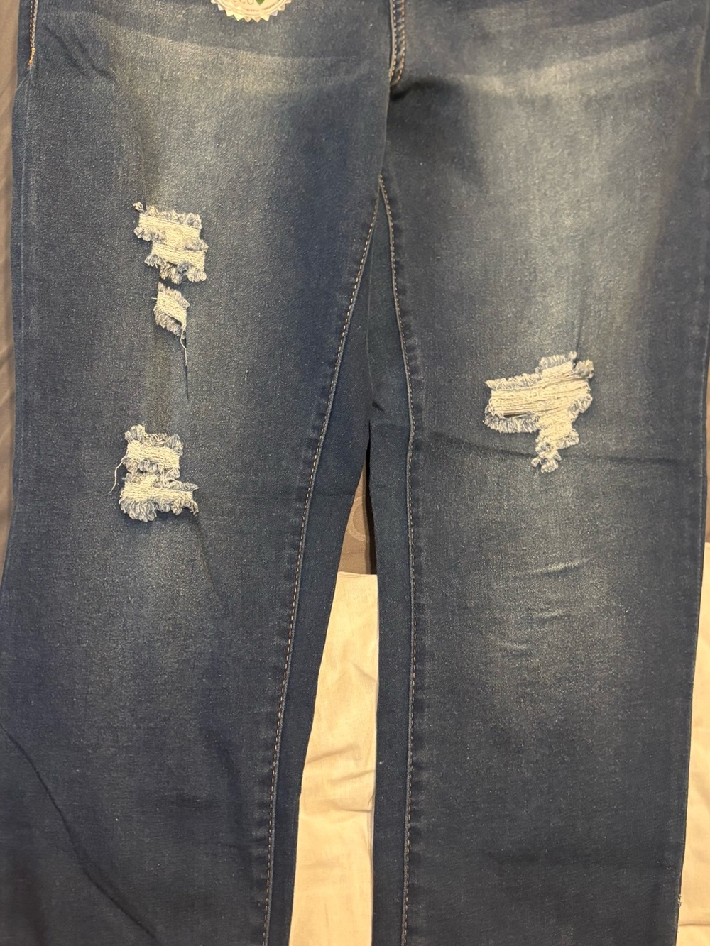 Wallflower Distressed Dark Blue Ankle Jeans